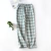 Couple plaid pajama pants, new spring, autumn and summer men's and women's gauze comfortable and fresh pajama pants, Japanese long home pants