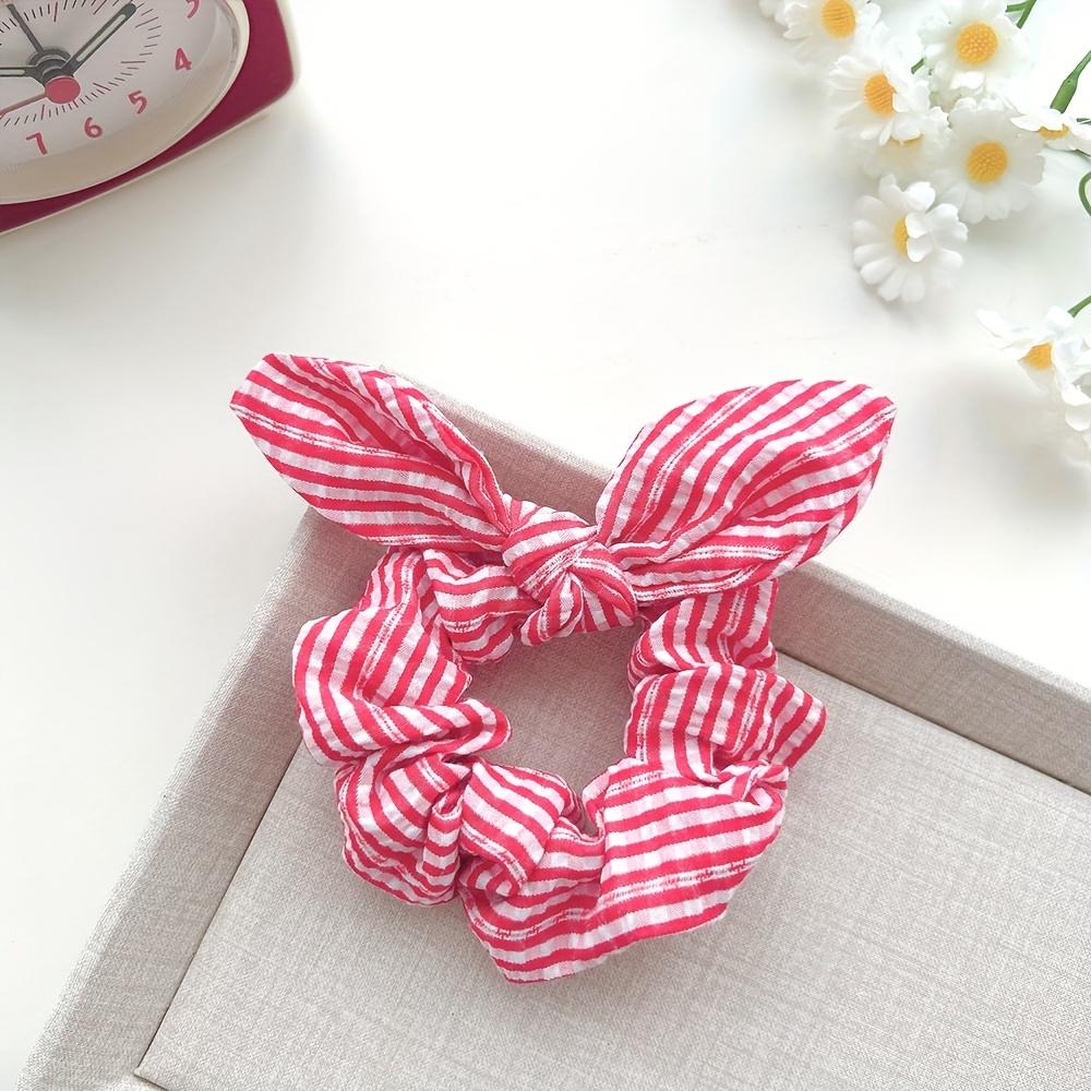 1pc Plaid Fabric Hair Scrunchie Elastic, No-Damage Ponytail Holder with Sweet Cat Ears Design Vintage Style Hair Accessories