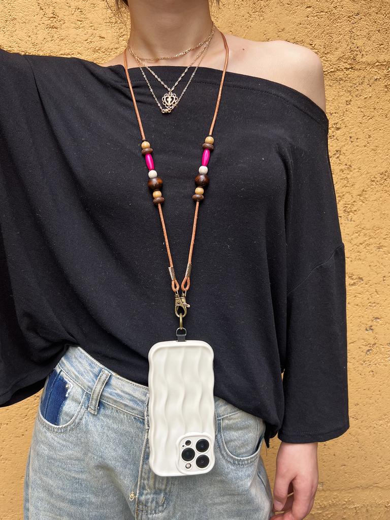 Detachable Hand-beaded Phone Lanyard Retro Neck Slant Phone Accessories