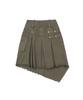 No Extra Touch Dyed Snap Stud Midi Skirt (Khaki) / 26Smsk001Kh