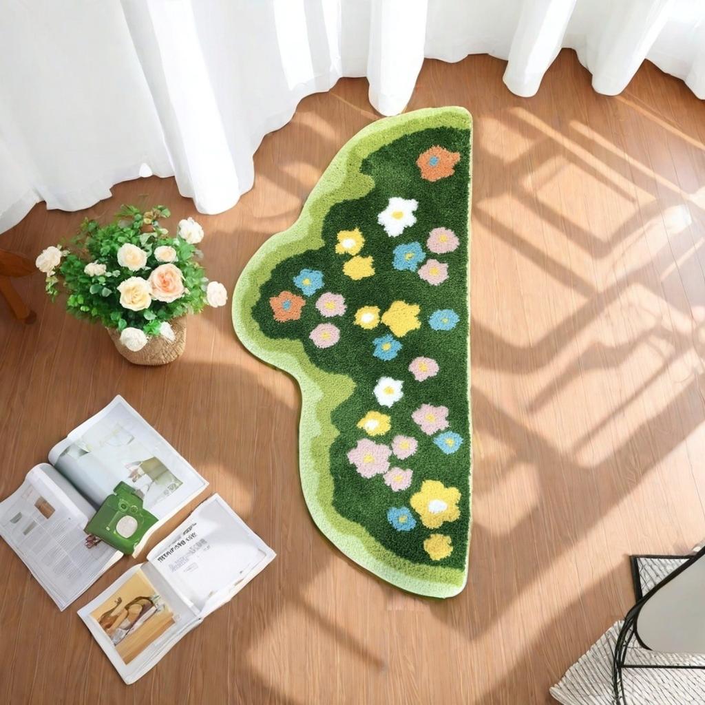 Small Fresh, Moss, Flocking, Floor Mat, Absorbent, Anti Slip, Bathroom Mat, Household, Bedroom, Bedside Carpet, Living Room Carpet