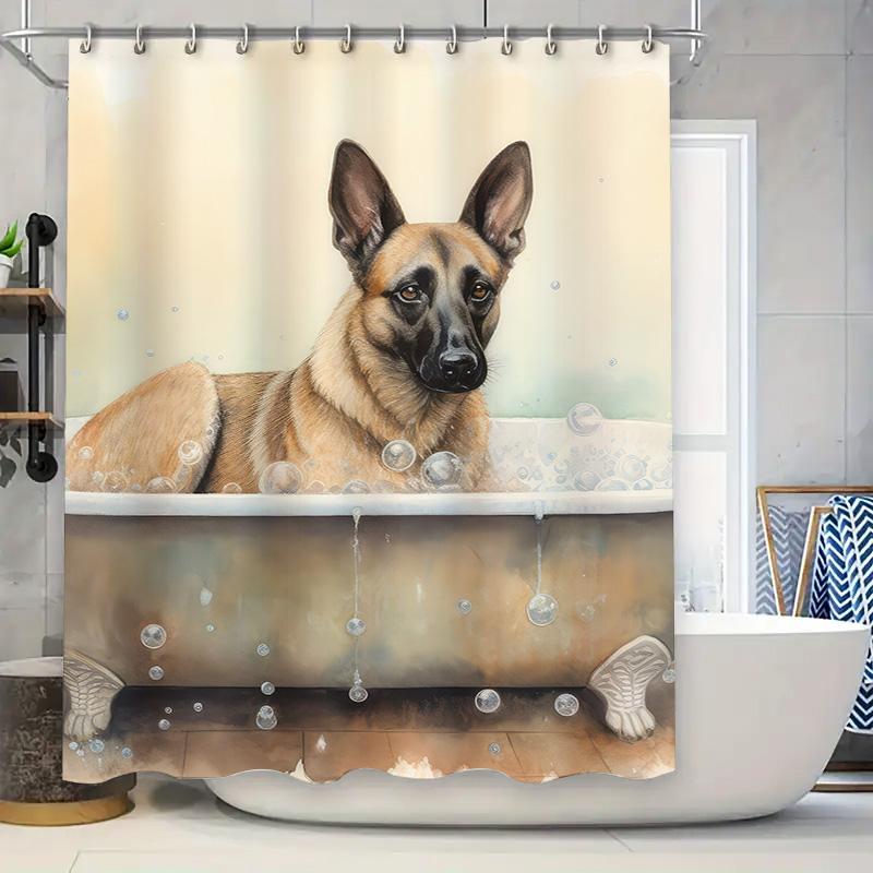 

Luxury Bathroom Decor German Shepherd Print Waterproof Shower Curtain For Home Decoration Bath Accessories Gift Idea. W60H190(CM)-1 Pcs