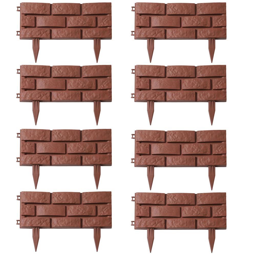 Garden Edging Border Fence Imitation Stones Brick Lawn Plant Flower Grass Support Stake Decorative Edging Outdoor DIY