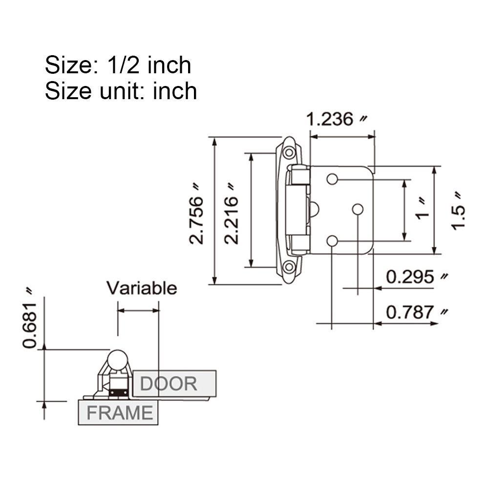 2Pcs American Self Closing Spring Hinge with Screws Overlay Cabinet Door Flush Hinges for DIY