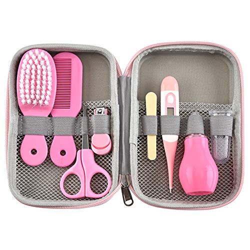 Laxewzul Baby Nail Clipper Set, 8-Piece Baby Care Set Includes Nail File, Clippers, Scissors, Hairbrush, Nose, Ear, and Nail Care for Newborns, Tweeze