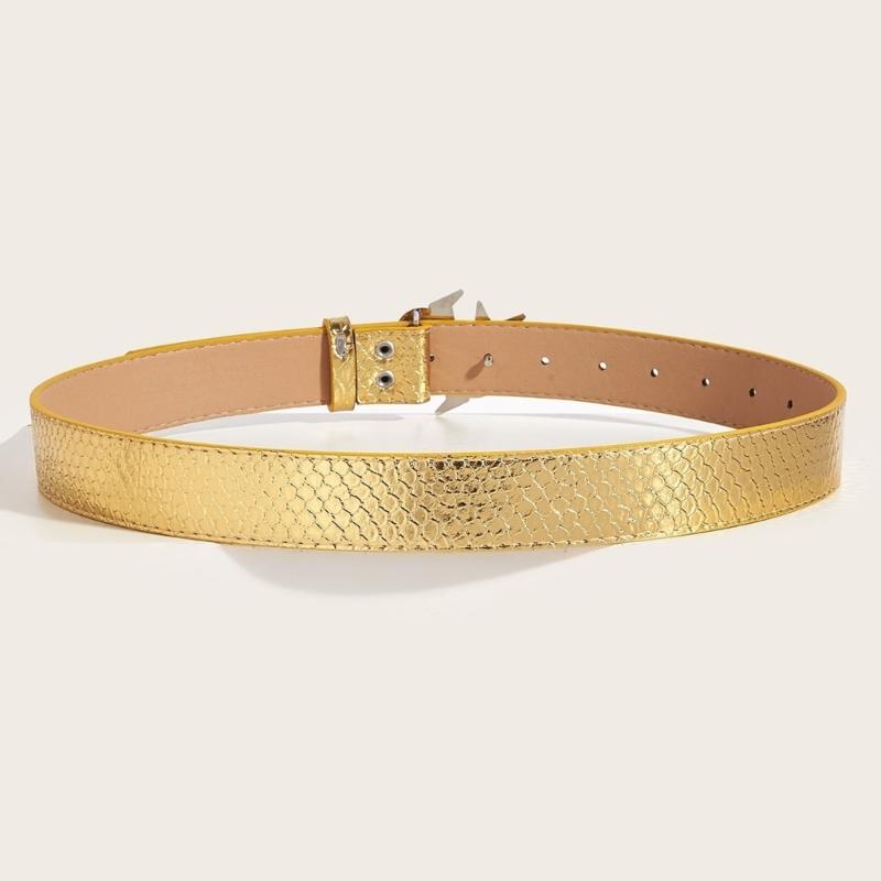 Punk PU Waist Belt for Jean Rock and Roll Hip Hop Studded Belt Waistband Glinting Buckle with Encrusted Rhinestones