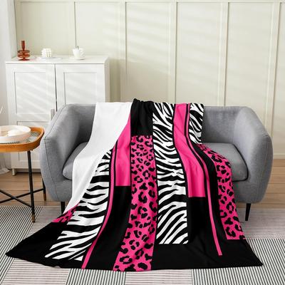 Feelyou Leopard Zebra Plush Throw Blanket X Kids Cheetah Pink White Black Flannel Fleece All Season Breathable Bed Blanket Anima