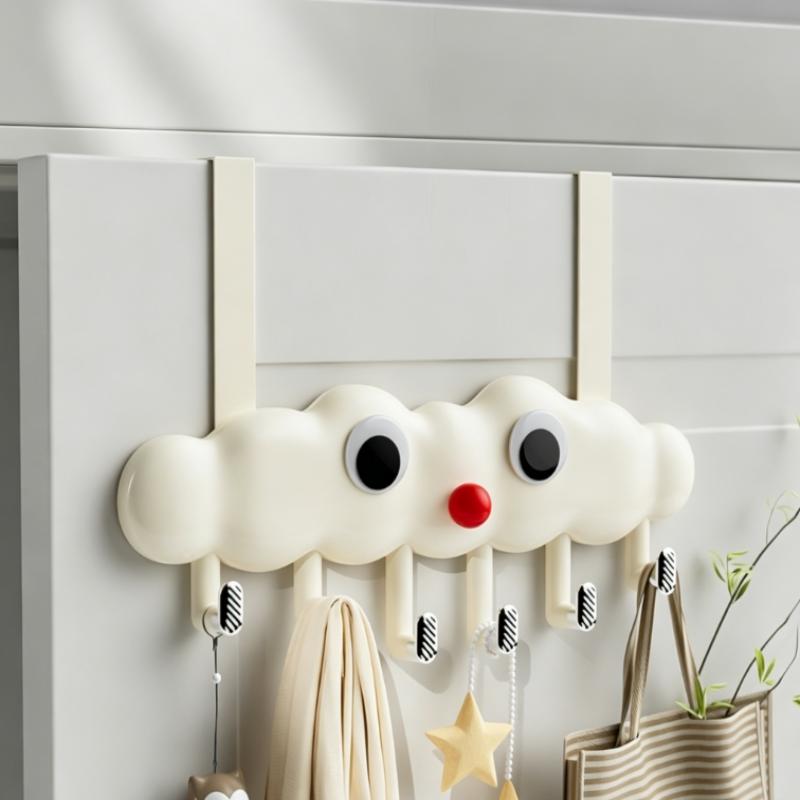 Cute Cloud-Shaped Over-the-Door Clothes Hanger Multipurpose Wall-Mounted Hook For Bathroom And Kitchen Non-Punching Door Back