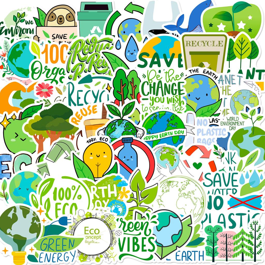 50 Environmental Protection Phrases Graffiti Stickers Suitcase Stickers Mobile Phone Tablet Computer Decoration Stickers