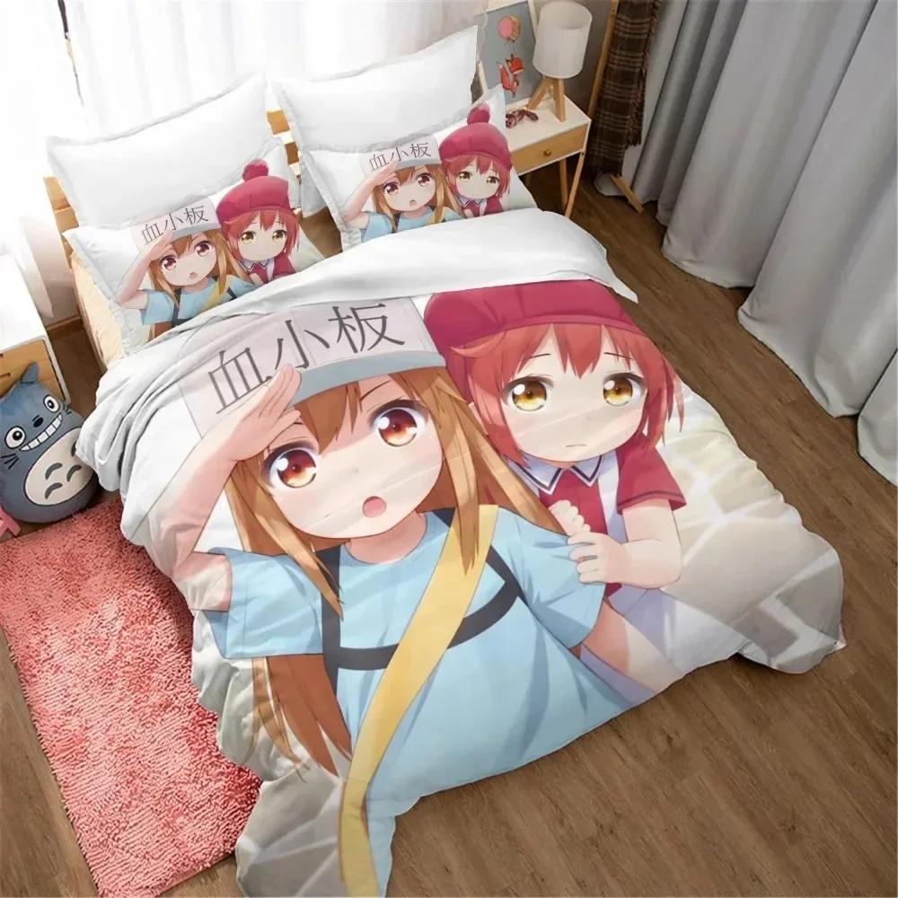 Anime Girls Bedding Collection Cells At Work Duvet Cover Pillowcase Cartoon Comforter Cover Collection With Bed Linen Collection For Teens Boys