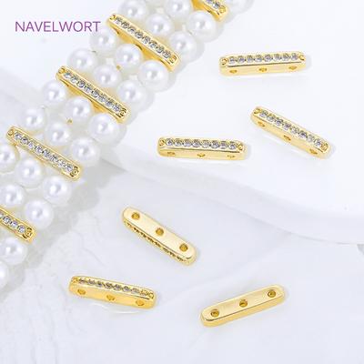 18K Verguld Messing Kralen Scheider Voor Ketting Maken Accessoires, Ingelegd Zirkonia Spacer Bar, DIY Sieraden Maken Benodigdheden
