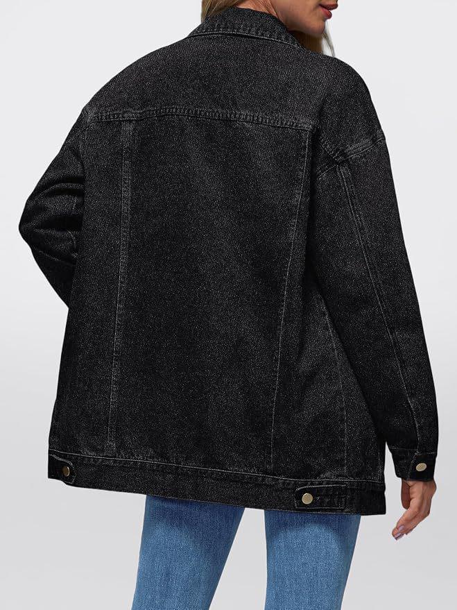 Women's Autumn Loose Lapel Denim Jacket - Casual Long Sleeve Outerwear