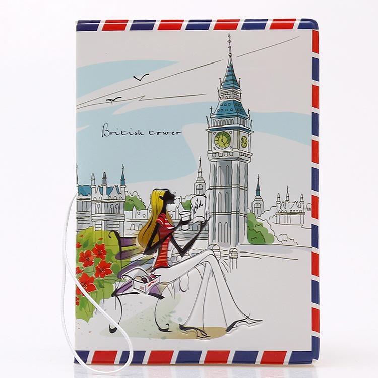 

Fashion Miss Love Travel Women Passport Cover ID Credit Card Bag 3D Design PVC Leather Business Card Passport Holder Case