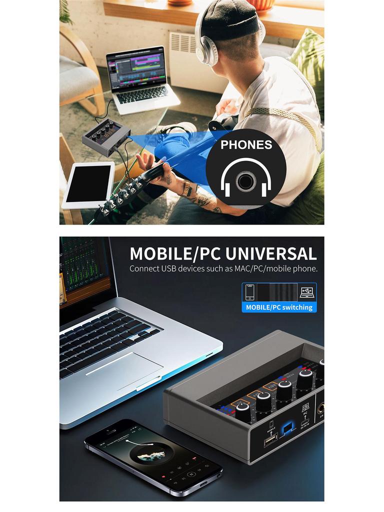 XTUGA Professional Q16 Sound Card: High-Quality Audio Interface for Recording Studio & Live Streaming.
