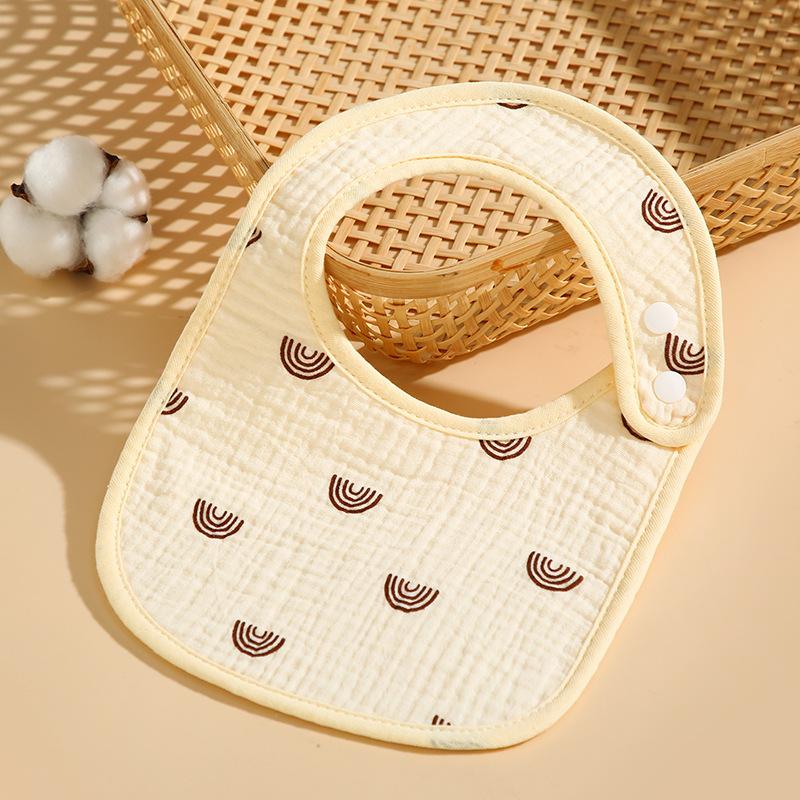 Baby Cotton Gauze Bib U Shape Waterproof Cartoon Anti Spit Up Saliva Towel For Newborn Infant Feeding Drool Catcher