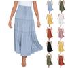 Gonna Midi a Vita Elastica con Laccio da Donna, Vita Alta, Stile Bohemien, Linea ad A, Pieghettata, Metà Gonna, Casual, Vestibilità Larga, Gonna Maxi