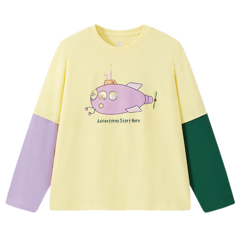 MQD Girls  Color-Block Fake Two-Piece Long Sleeve T-Shirt 120