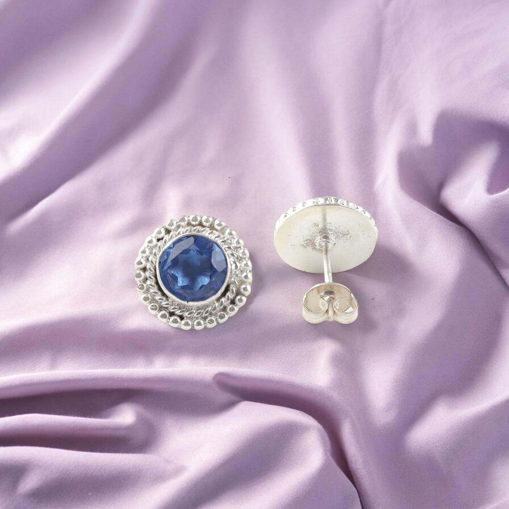 Rare Tanzanite Gemstone 925 Sterling Silver Jewelry Handmade Stud Handmade 0.5" EE-128-20