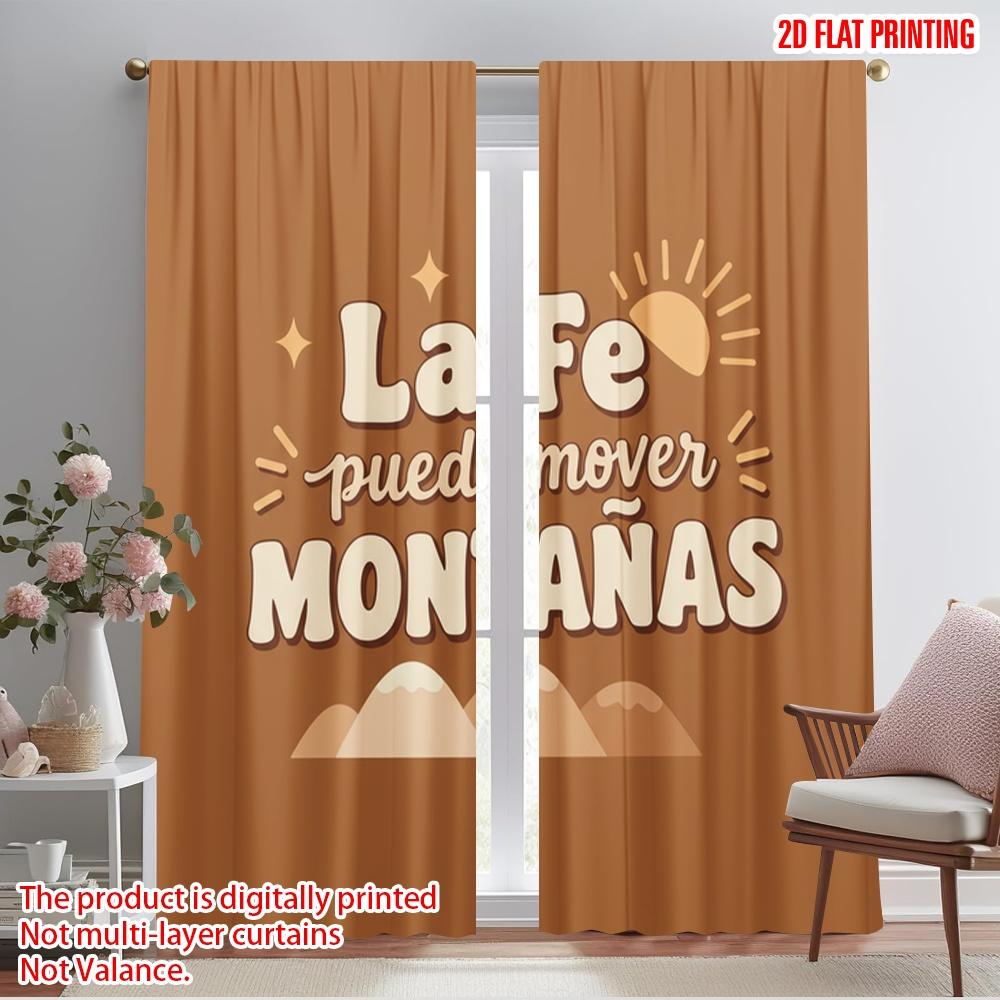 

2pcs 2D flat printing Scene Curtains Faith Moves Mountains Polyester Without Electricity Seasonal Party & Holiday Decor for 52.50×116.00 CM 2pcs