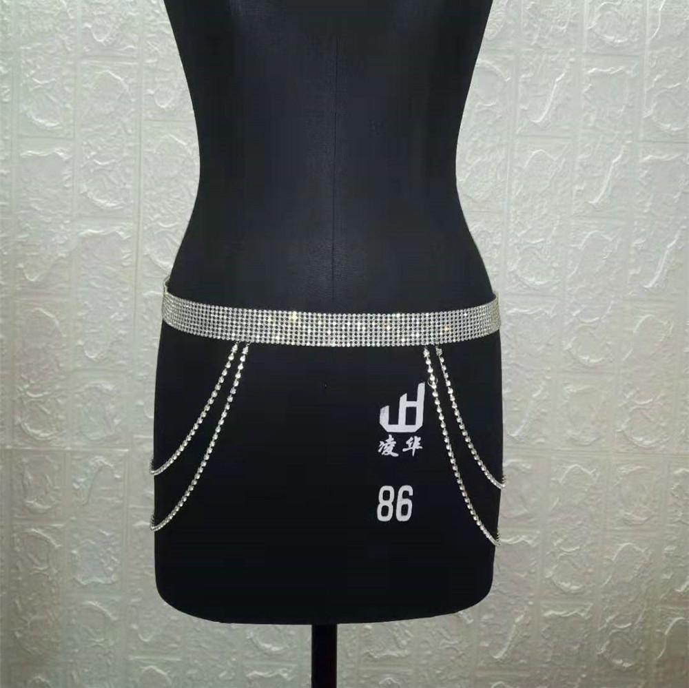

Go Go Show and Electricity Syllables Super Bright Drill Waist Chain Пояс для виступів у нічному клубі срібний
