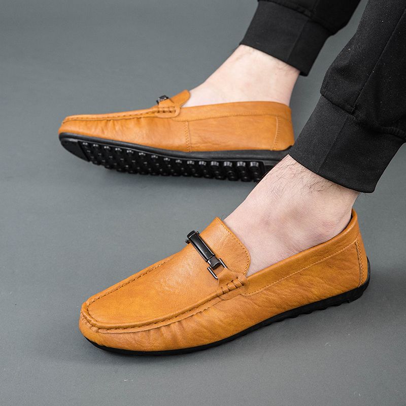 

Fashion Slip on Breathable Round Toe Men s Leather Shoes 2025 Trend Classic Original Sale Luxury Summer Legitimate Pu Male Casual Shoe 44