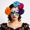 Sugar Skull Mexican Masquerade Eyemask Costume Decor Flower Half Face Mask  Mexican Day of The Dead