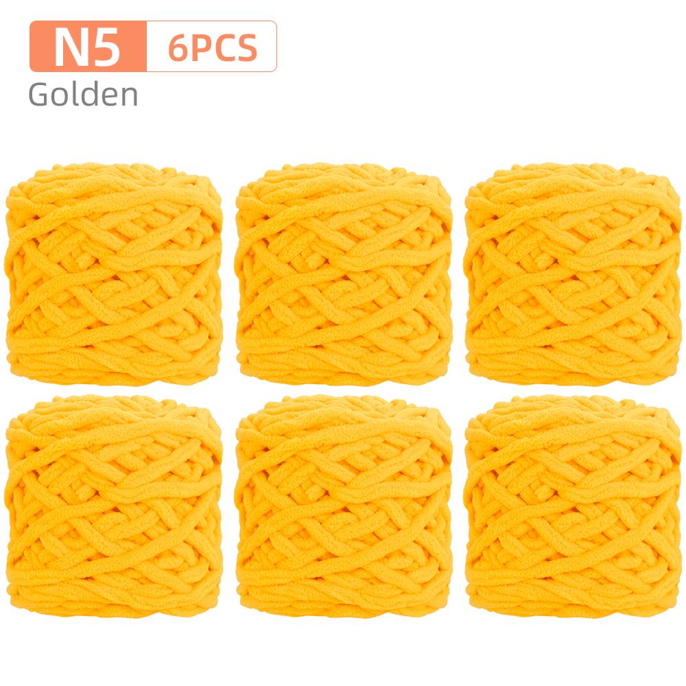 6Rolls DIY Soft Warm Snuggly Chenille Yarn, Velvet Iceland Puffy Yarn, Perfect for Knitting Crochet Sweater, Hat, Scarf, Blanket