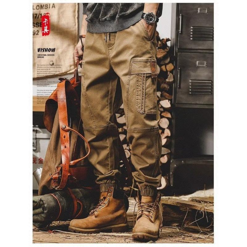 American Style Retro Cargo Pants Men Loose Straight Leg Oversized Casual Trousers