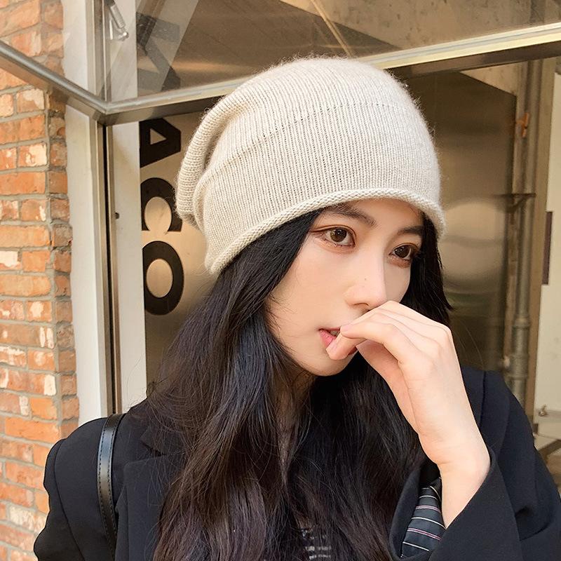 Autumn and Winter Warm Woolen Hat Cold Hat Japanese Fashion Hat Warm Pile Hat Elastic Cap Circumference Simple