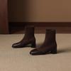 Krazing Pot Microfiber Flock Round Toe Med Heels Elastic Boots Size 43 Slip On Women Patch Work Ankle Boots