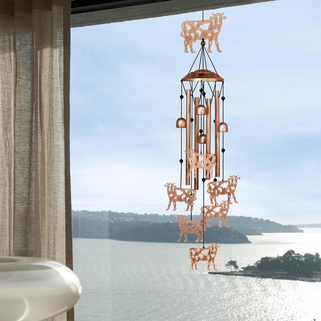Cow Wind Chimes for Outside,Cow Gifts for Women Men,Metal Decor