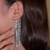 Ny Luksuriøs Skinnende Zirkon Rhinestone Lang Duskel Øreklem Ørepynt Øremansjett Utsøkt Ørepynt Bryllupsfest Zirkon