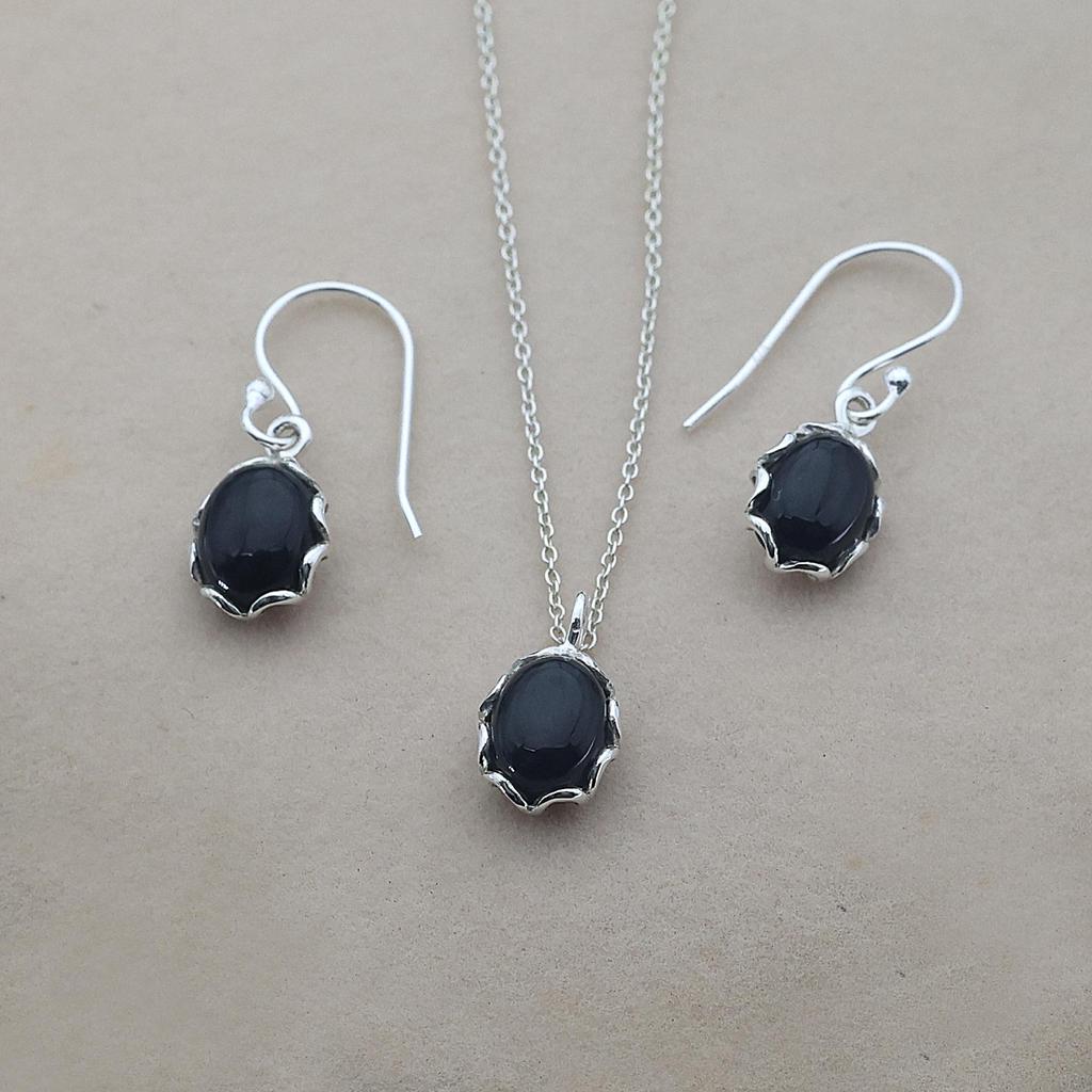 Set de bijuterii din argint sterling, Bijuterii pentru femei, Cadou pentru ea, Colier și cercei eleganți