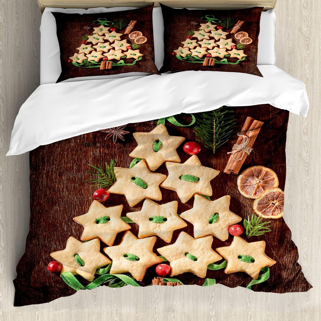 Gingerbread Duvet Cover Sets for Kids Queen Quilt Covers Lightweight Down Bedroom Decor 2 Pillowcases 1 Duvet Cover No Comforter