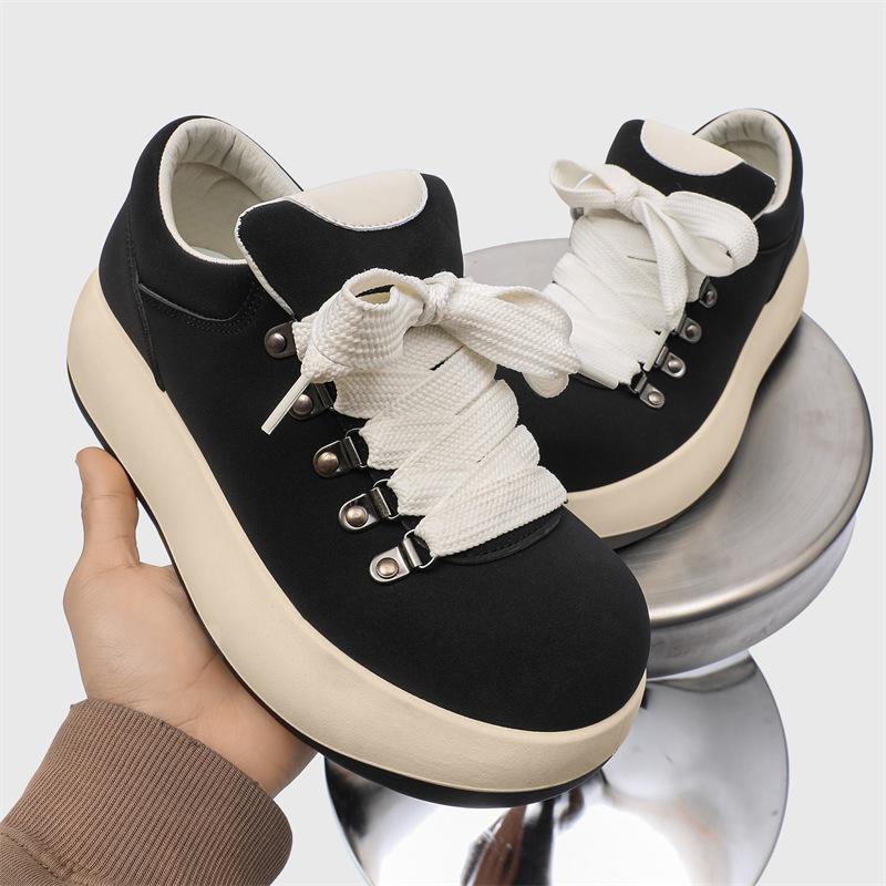 Herren Hässlich-Süße Lässige Brotschuhe: Sneaker mit dicker Sohle, höhenverstärkend, runder Zehenpartie, niedrig geschnitten zum Schnüren für Frühling und Sommer (208).