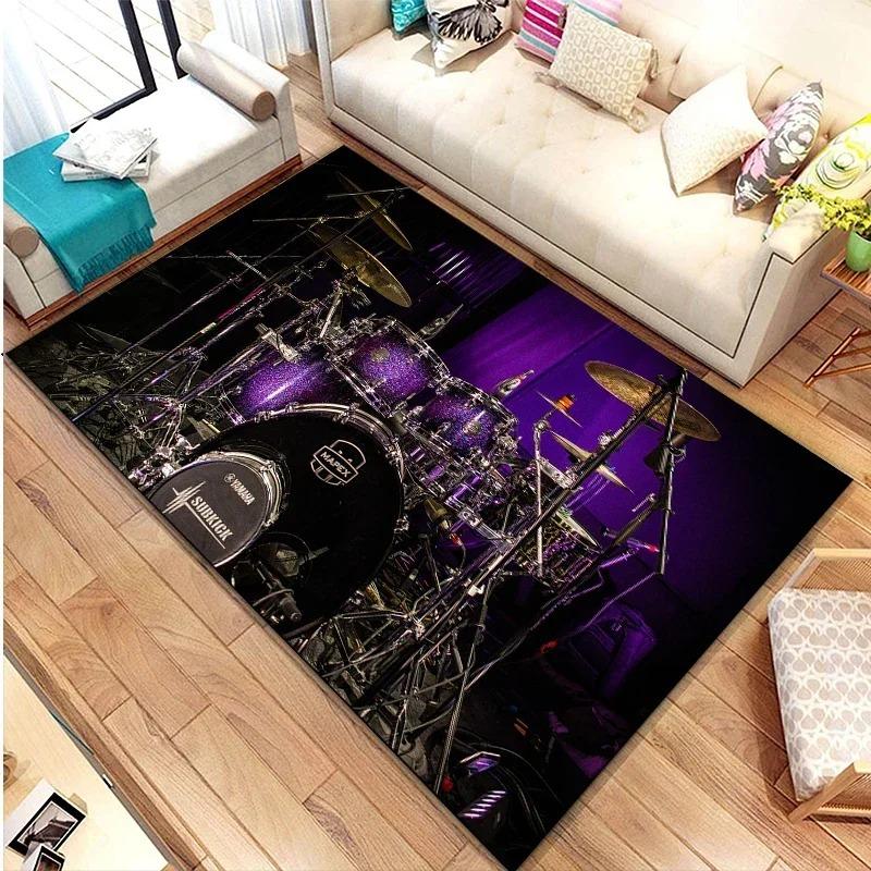 Rum Kit Music Instruments Area Large Carpet Musical Rock Rug for Home Living Room Bedroom Dorm Door Mat Non-slip Floor Mats INS