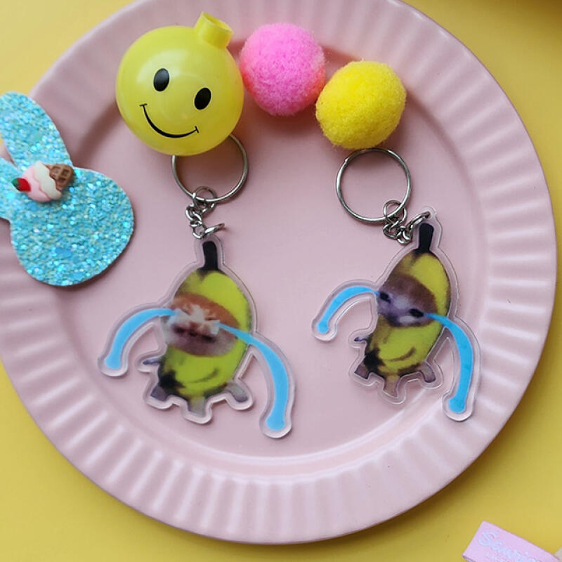 Banana Cat Keychain Happy Cat Acrylic Keychain Doll Friendship Item Happy Cat 1