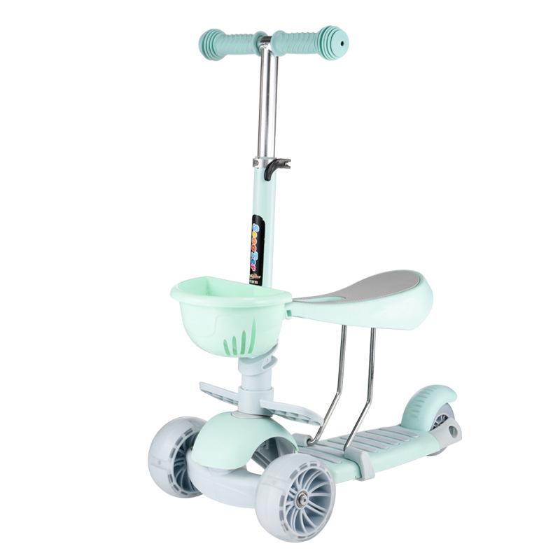 3-in-1 Kids' Scooter for Ages 2-6: Convertible Seat, Flashing Wheels, Three-Wheel Wiggle Board.