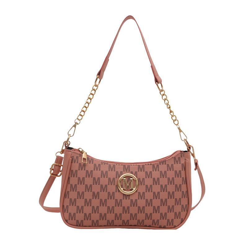 

Pu Retro French Style Underarm Bag With Chain Strap For Daily Casual Use рожевий