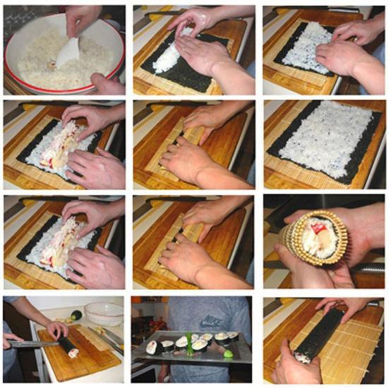 Tappetino Arrotolatore per Sushi in Bambù Antiaderente Tenda Rullo per Riso Strumento da Cucina Fai da Te per Pollo