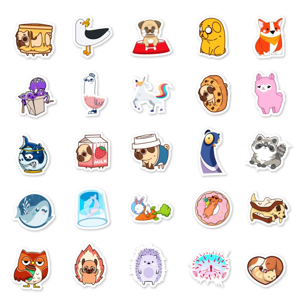 100 Small Animals Cartoon Cute Laptop Skateboard Water Cup Suitcase Doodle Decoration Stickers