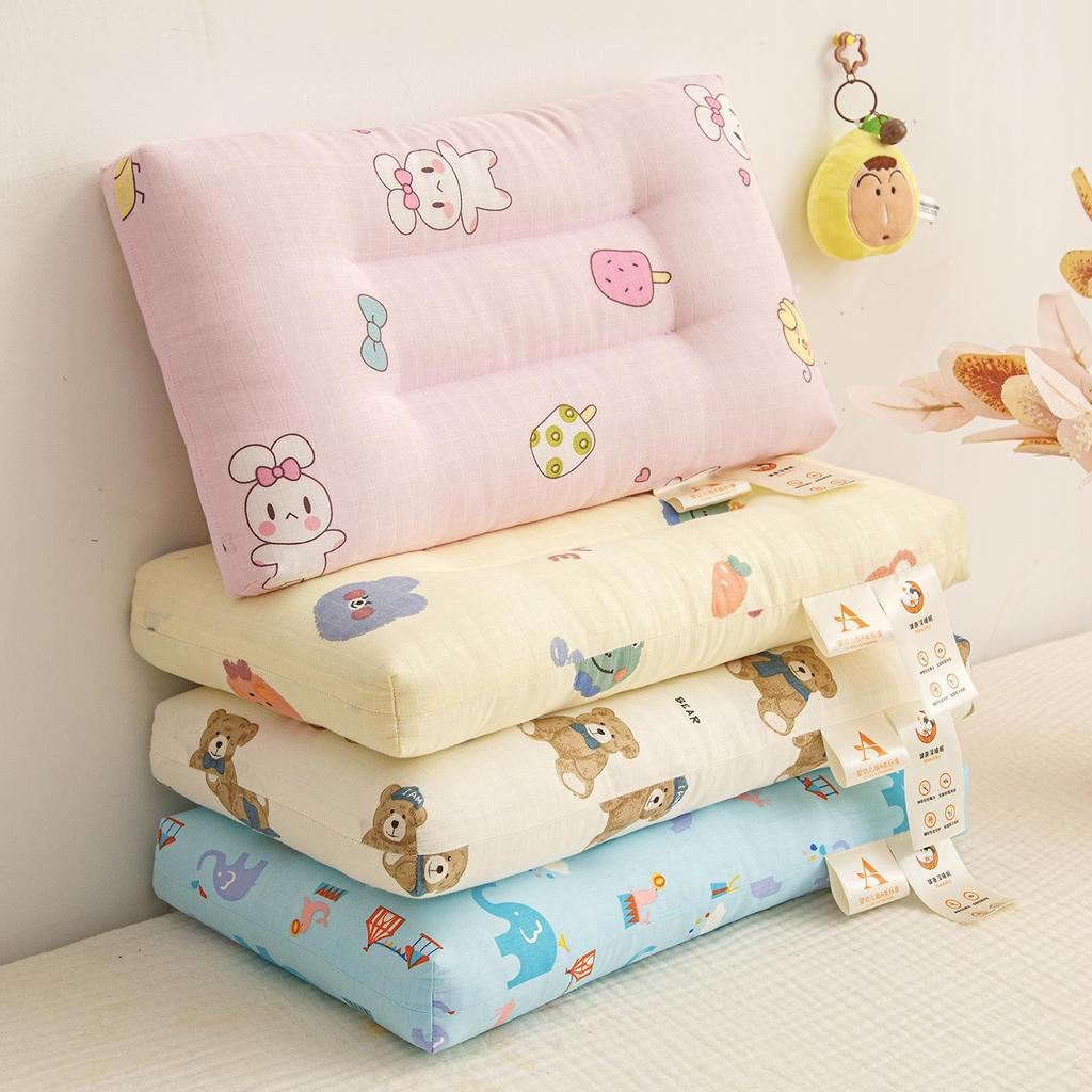 Children's Double Layer Cotton Cartoon Pillow, Ideal for Kindergarten Naps and Neck Support.