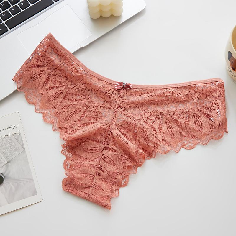 Mid-waist Sexy Cross-border Hot Sale Lace Women's Panties Bow Cross-strap European Beautiful Women's Briefs