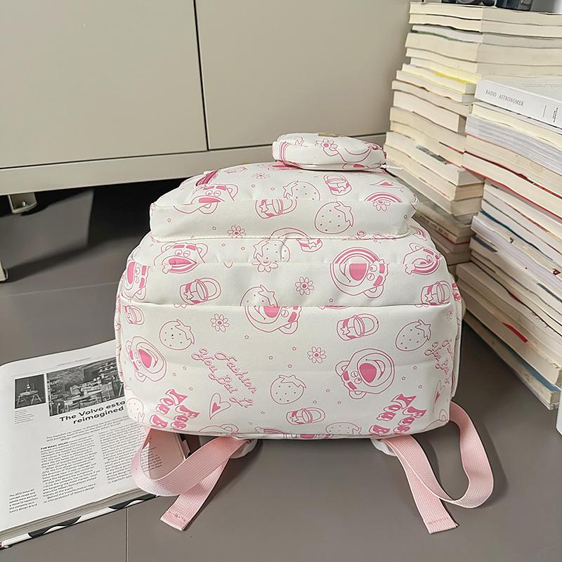 Printed Student Schoolbag Men's Large Capacity Travel Backpack Women's Campus Backpack with Coin Purse