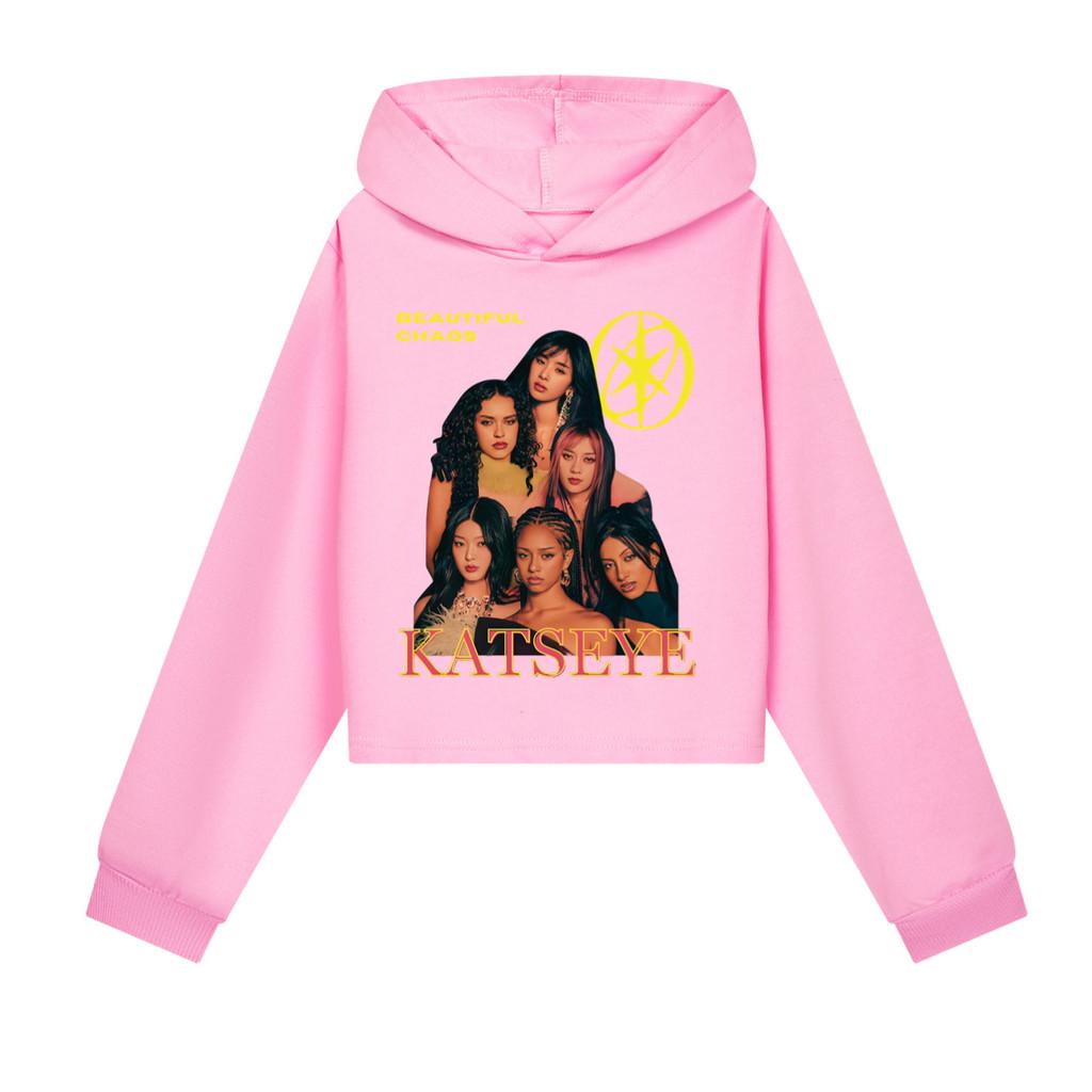 5346 Παιδικά Κοριτσίστικα Φούτερ με Κουκούλα KATSEYE με Στάμπα και Μακρυμάνικα Φθινόπωρο-Χειμώνα