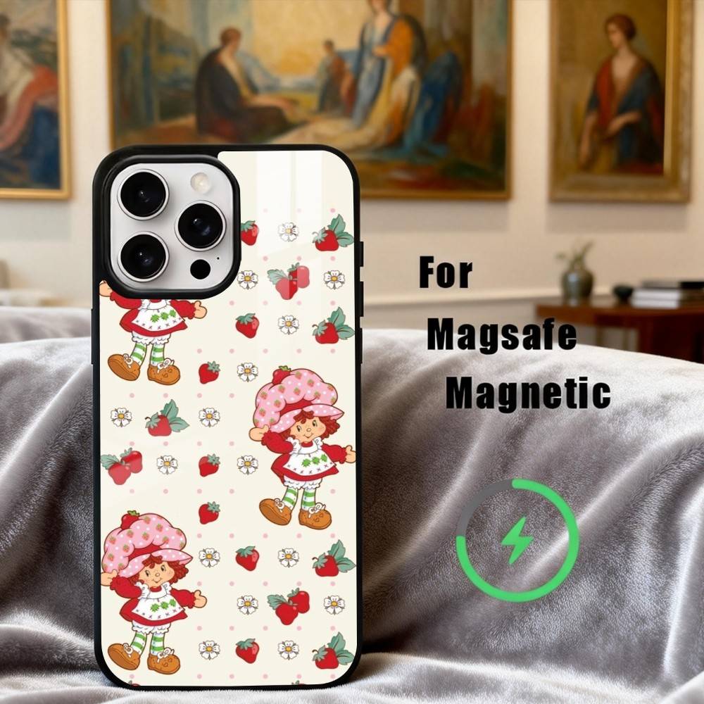 S-StrawberryS Vintage S-Shortcake Phone Case For iPhone17,16,15,14,13,12,11 Plus,Pro Max Magnetic For Magsafe Wireless Charging