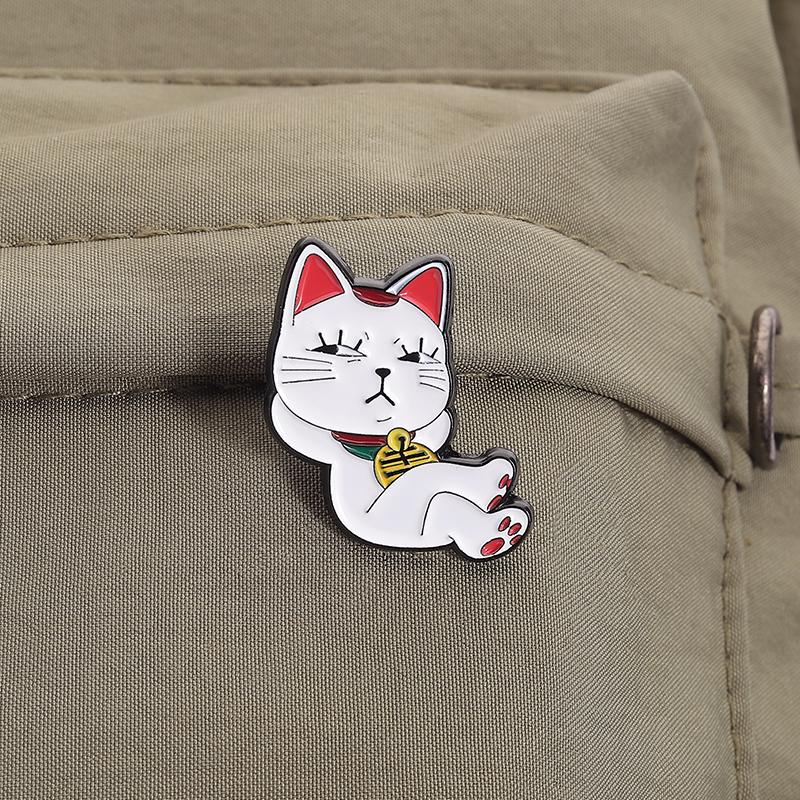 Design Cartoon Mignon, Broche Chat Porte-Bonheur, Badge Métal Créatif, Vêtements, Sacs à Dos, Pendentifs, Accessoires, Cadeaux, Médailles