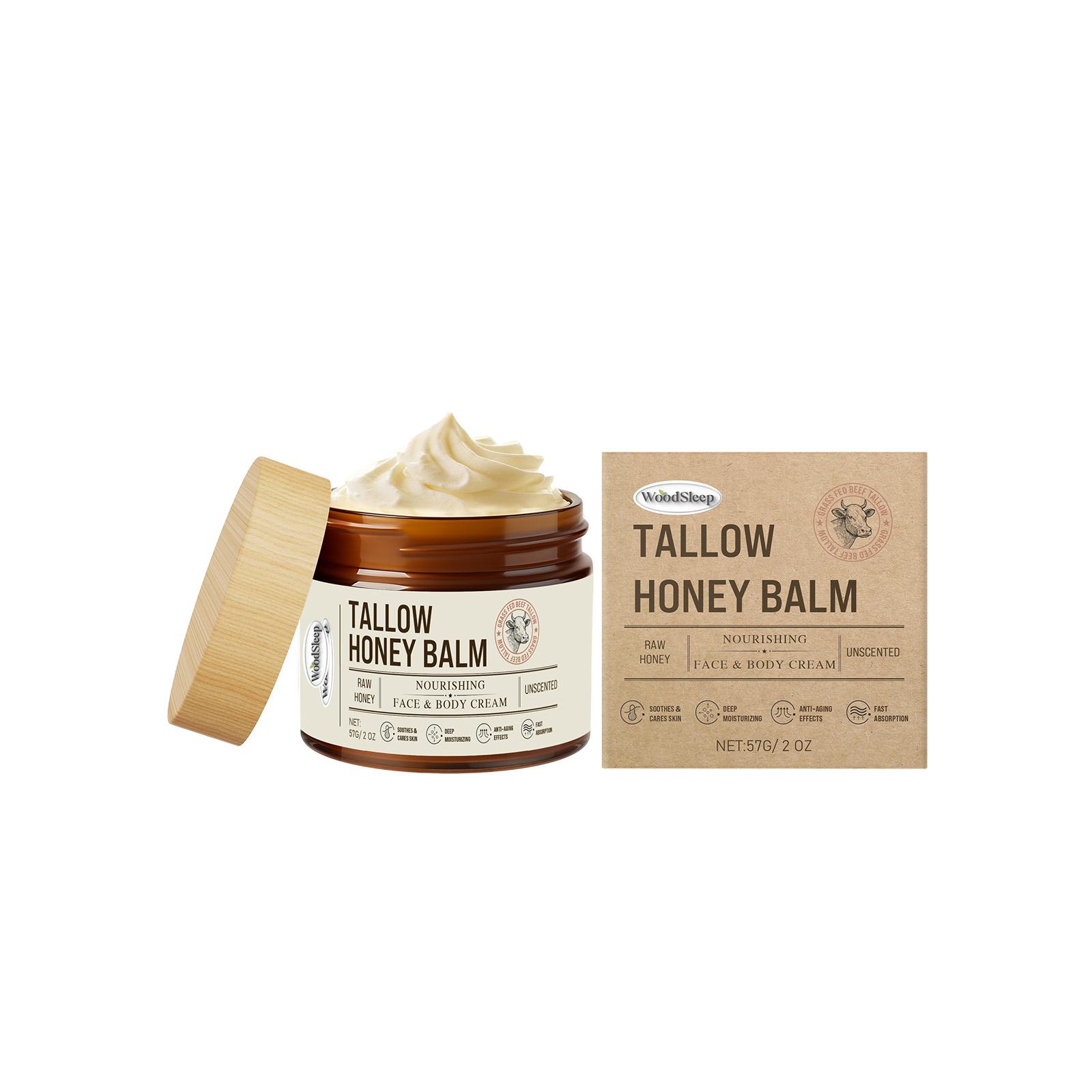

Woodsleep Natural Tallow Honey Balm Deep Moisturizing Soothing Repair Dry Sensitive Skin Non Greasy Facial Body Daily Care 57g 57g