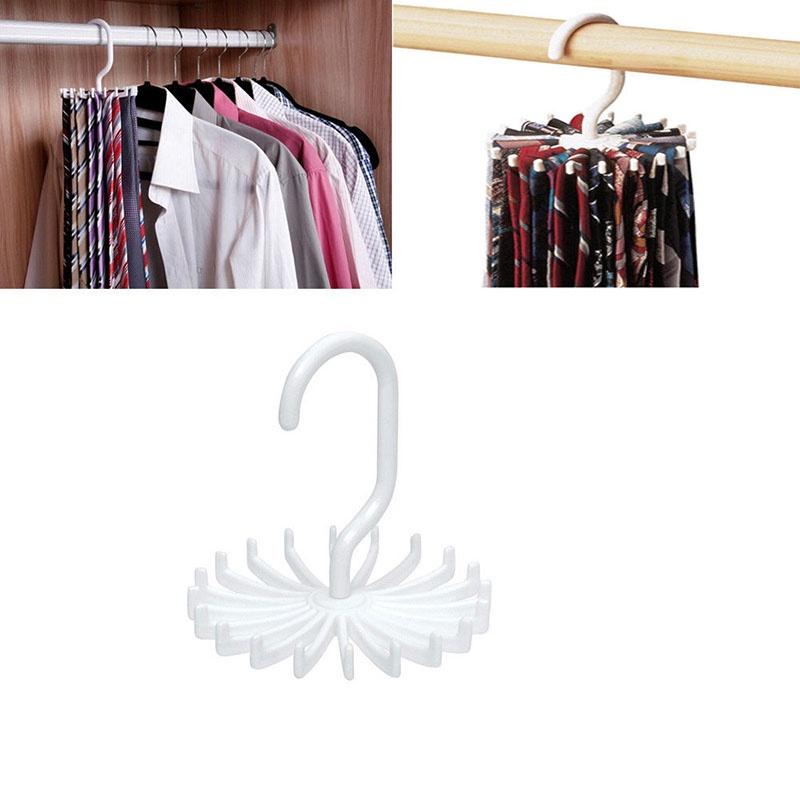 Versatile 20 Rotating Tie Rack Hanger Organizer With Secure Non-slip Arms For Ties