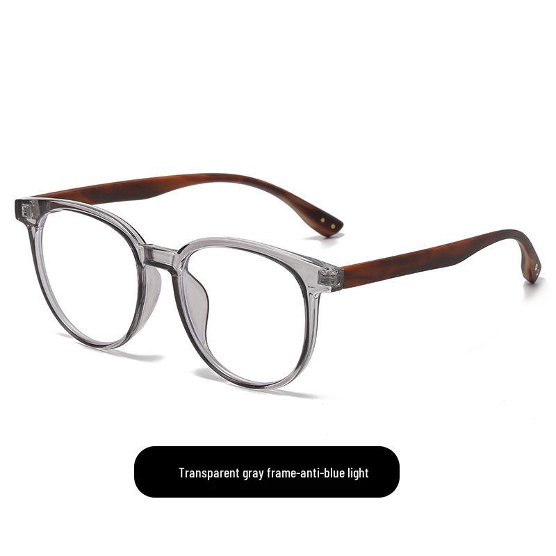 Retro Japanischer Stil Faux Holz Brille mit Schwarzen Rahmen für Männer & Frauen, Passform für großes Gesicht, Stärke 0